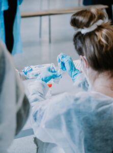 woman testing samples in lab